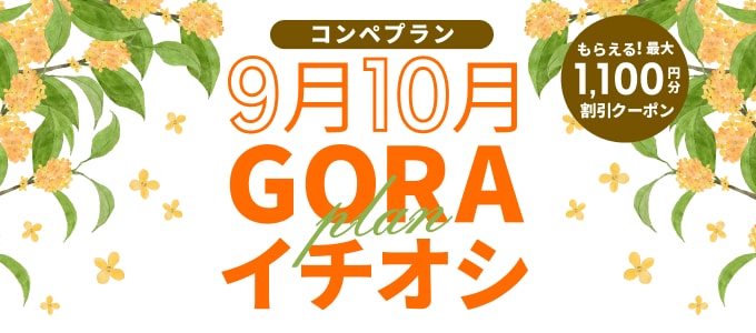 クーポン最大1,100円分割引クーポンもらえる！GORAコンペイチオシプラン