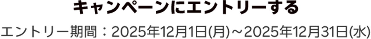 キャンペーンにエントリ―する エントリー期間:2025年12月1日(月)〜2025年12月31日(水)