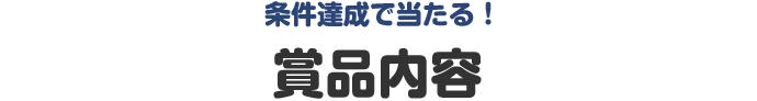 条件達成で当たる！ 賞品内容
