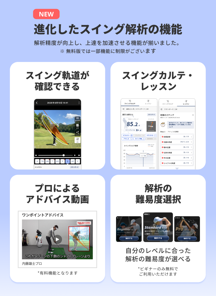 進化したスイング解析機能